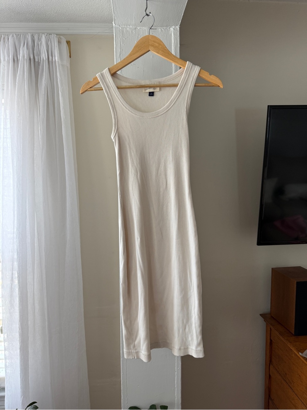 Universal Thread Ribbed Tank Midi Dress Cream Ivory XS